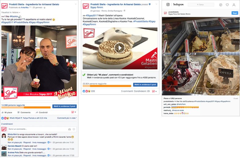 Social media posts with interaction during the event