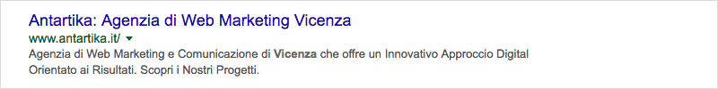 Esempio meta description sulla serp di google
